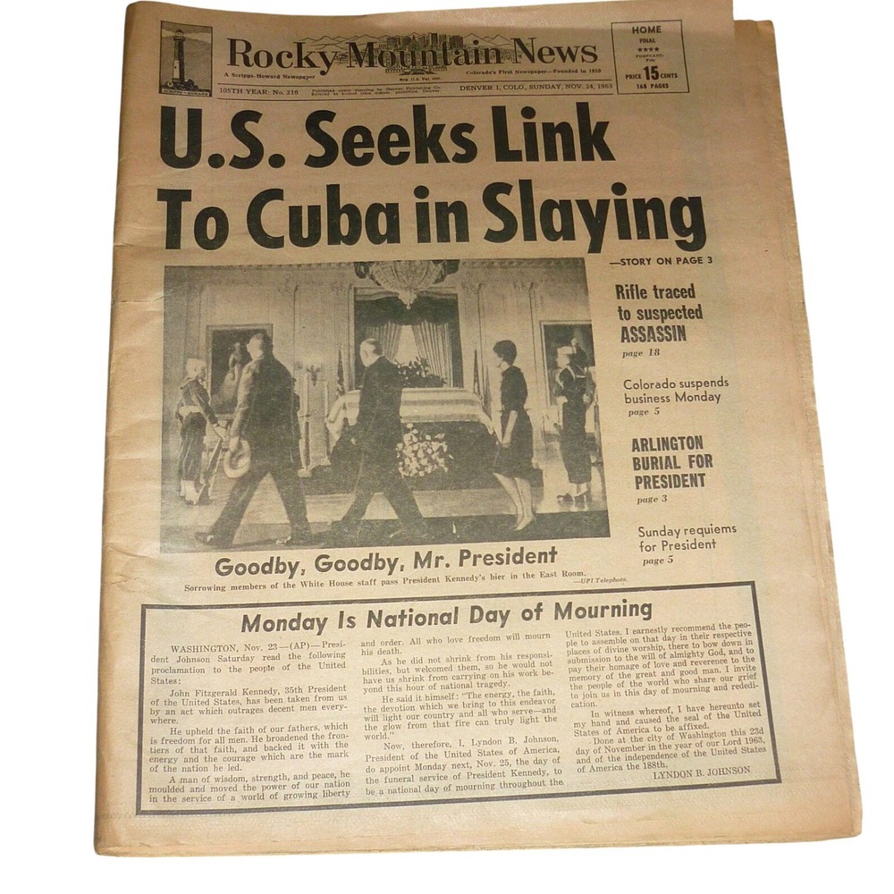 Vintage Rocky Mountain News Nov 24 1963 JFK Assassination Denver Dry Goods Ad